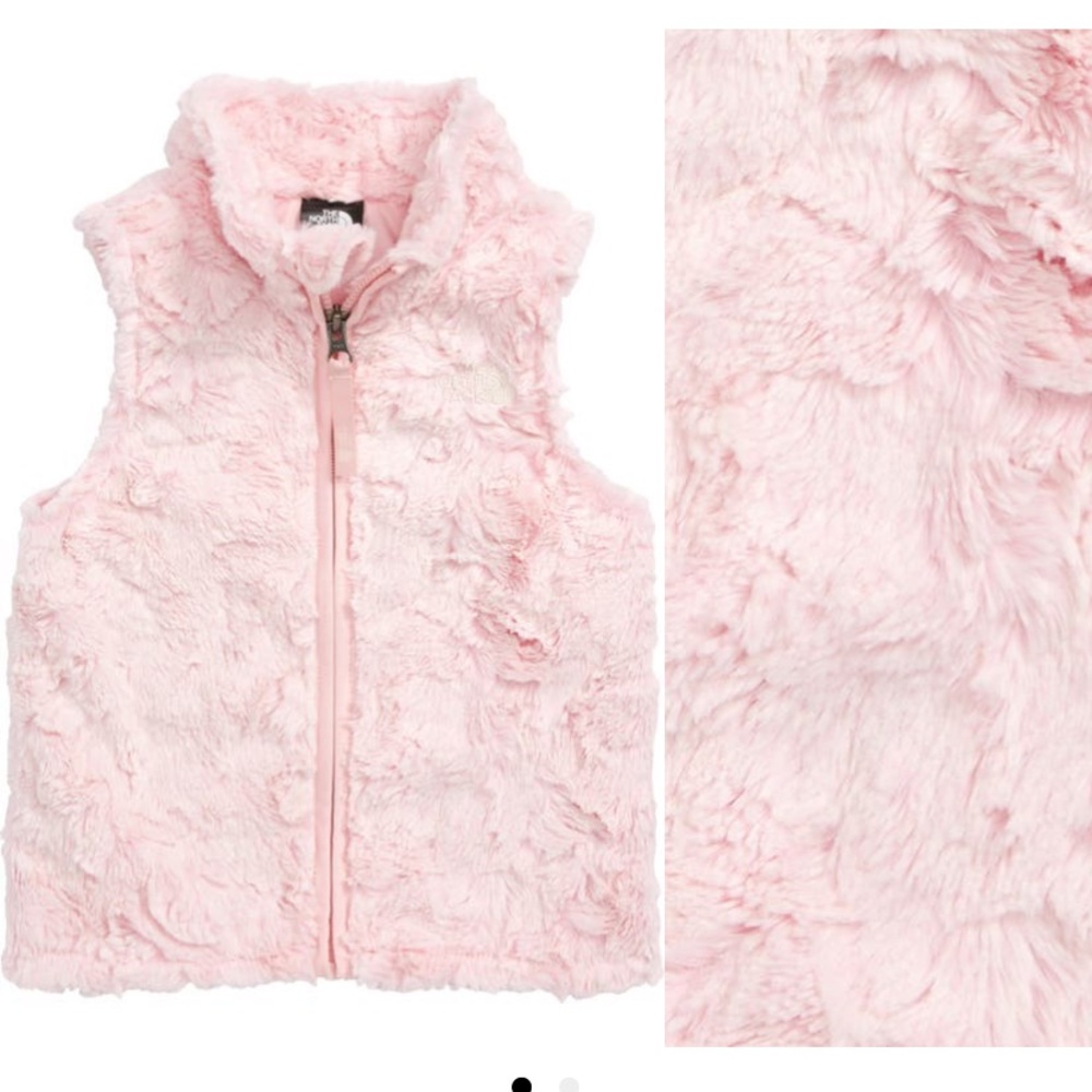 2T Toddler Girls North Face Pink faux fur vest